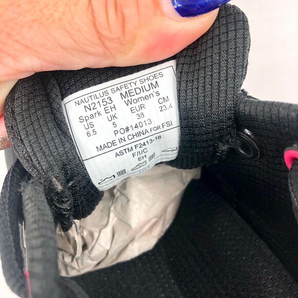 NAUTILUS Women's Spark Work Shoes US 6.5 Black Carbon Slip Resistant EUC - Picture 10 of 10